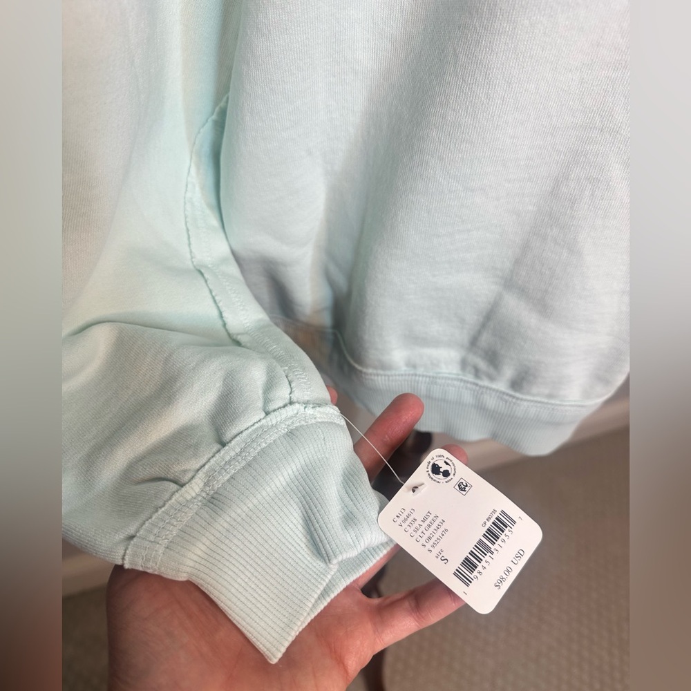 NWT sz S Free People We the Free Wallace Pullover sweatshirt in Sea Mist - Picture 7 of 12